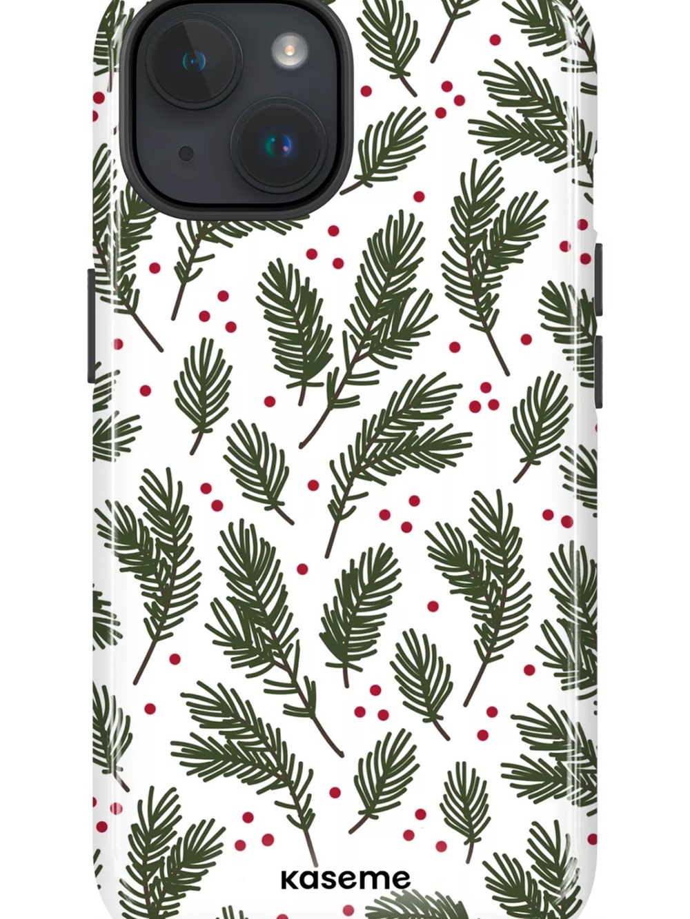 Kaseme Pine Branch Pattern Phone Case in Green & Red - Pixel 7